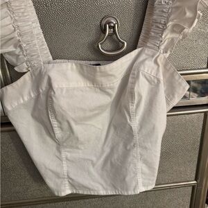 Express White Ruffled Blouse